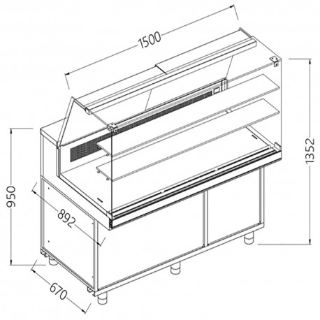 Vitrine snack chaud-froid statique_vitres hautes, avec groupe, avec reserve | CFA15X/R - Diamond