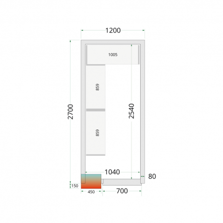 Panneaux de chambre froide 80 mm | CR 120x270x220 - Tefcold