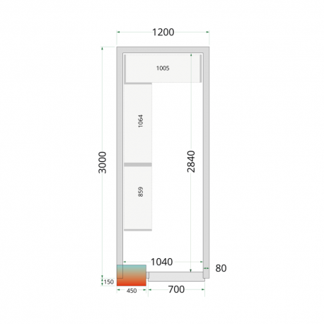 Panneaux de chambre froide 80 mm | CR 120x300x220 - Tefcold