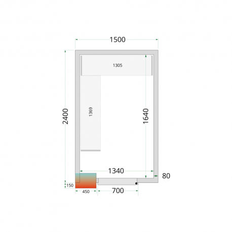 Panneaux de chambre froide 80 mm | CR 150x240x220 - Tefcold