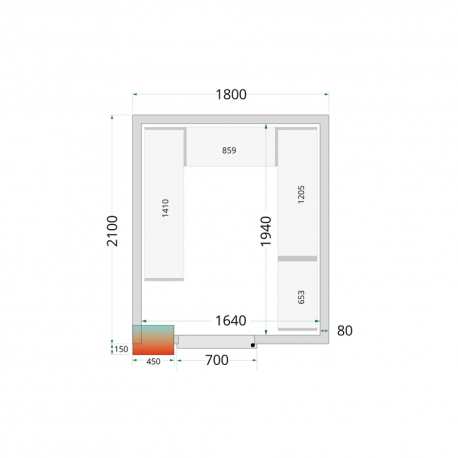 Panneaux de chambre froide 80 mm | CR 180x210x220 - Tefcold