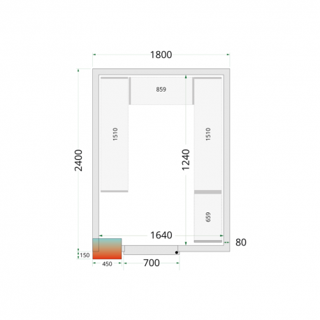 Panneaux de chambre froide 80 mm | CR 180x240x220 - Tefcold