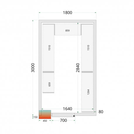 Panneaux de chambre froide 80 mm | CR 180x300x220 - Tefcold