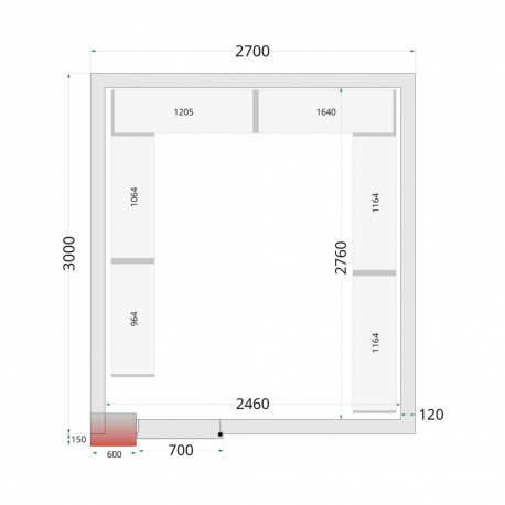 Panneaux de chambre froide 80 mm | CR 270x300x220 - Tefcold