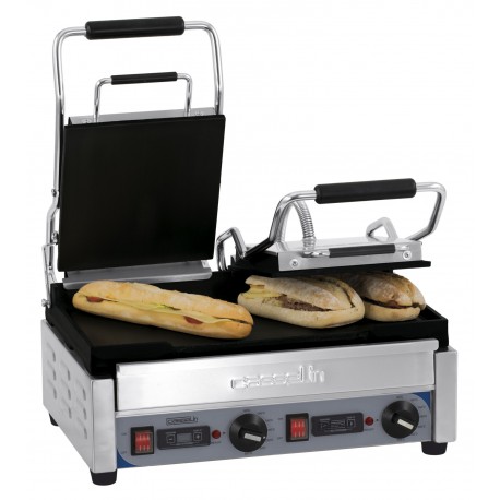 Grill Panini double Premium Lisse - Lisse avec minuteur | CGP2LLPT - Casselin