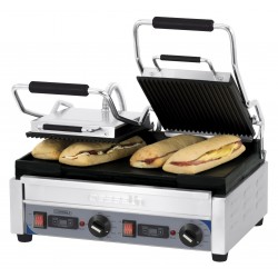 Grill Panini double Premium Rainurée - Lisse avec minuteur