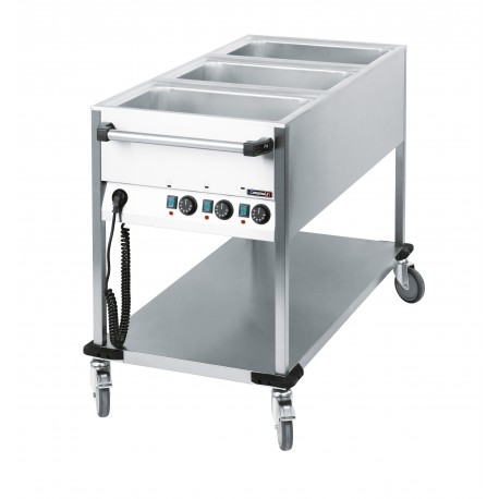 Chariot bain-marie à eau 3 x GN 1/1 | CCBM3V - Casselin