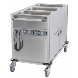 Chariot bain-marie à eau 3xGN 1/1 avec soubassement chauffant vertical