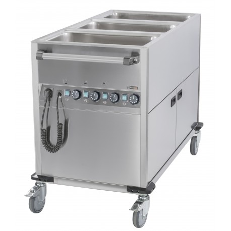 Chariot bain-marie à eau 3xGN 1/1 avec soubassement chauffant vertical | CCBM3CV - Casselin