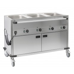 Chariot bain-marie à eau 3xGN 1/1 avec soubassement chauffant horizontal