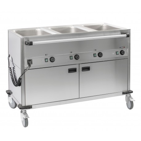 Chariot bain-marie à eau 3xGN 1/1 avec soubassement chauffant horizontal | CCBM3CH - Casselin