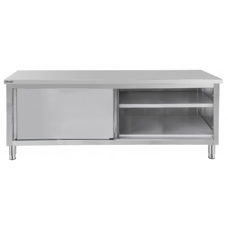 Table de travail Inox 600 avec portes coulissantes 1000 mm | C6TTPC100 - Casselin