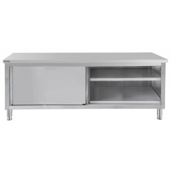 Table de travail Inox 600 avec portes coulissantes 1200 mm