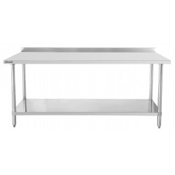 Table de travail inox 600 avec dosseret et étagère 600 mm