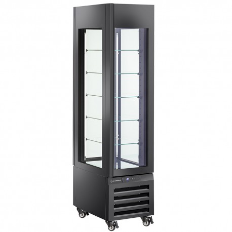 Vitrine "FULL vitrée" 260 Lt., 5 niveaux en verre, ventilée - PASTRY - NOIR | MAX/305-PB - Diamond