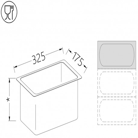 Bac gastronorm 1/3  h100 mm | B/GN1/3-100 - Diamond