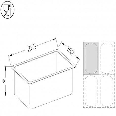 Bac gastronorm 1/4  h100 mm | B/GN1/4-100 - Diamond