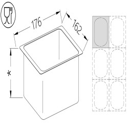 Bac gastro inox GN1/6 en 150 mm