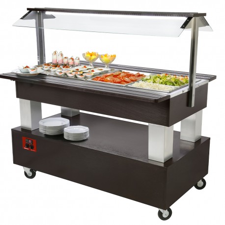 Buffet - Salad bar réfrigéré, 4x GN 1/1-150 (bois Wengé) | BSB/4N-B1-R2 - Diamond