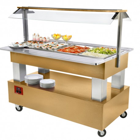 Buffet - Salad bar réfrigéré, 4x GN 1/1-150 (Bois Chêne clair) | BSB/4N-D1-R2 - Diamond