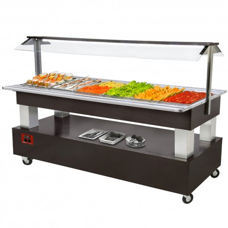 Buffet - Salad bar réfrigéré, 6x GN 1/1-150 (bois Wengé) | BSB/6N-B1-R2 - Diamond