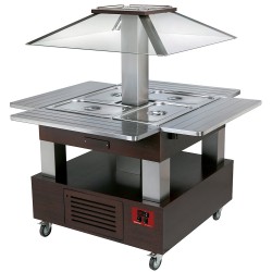 Ilot buffet - Salad bar, réfrigéré, 4x GN1/1-150 (Bois Wengé)