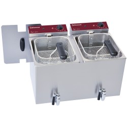 Friteuse de table électrique 2x 8 litres + robinet de vidange