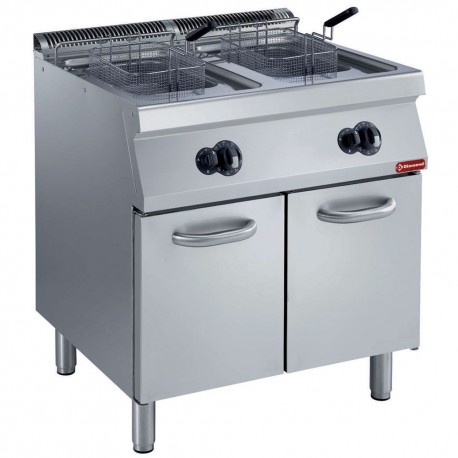 Friteuse gaz 2 cuves en "Y" 2x 15 litres, brûleurs extérieurs, sur armoire | G17/F30A8-N - Diamond