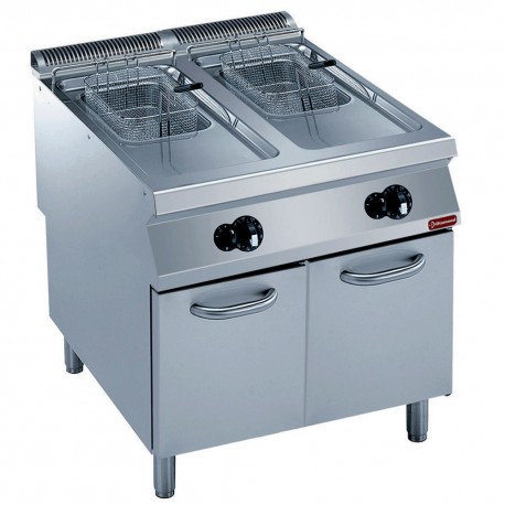 Friteuse gaz 2 cuves "Y" 15 litres, brûleurs extérieurs, sur meuble | G22/F30A8-N - Diamond