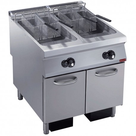 Friteuse gaz 2 cuves "Y" 23 litres, brûleurs extérieurs, sur meuble | G22/F46A8-S - Diamond