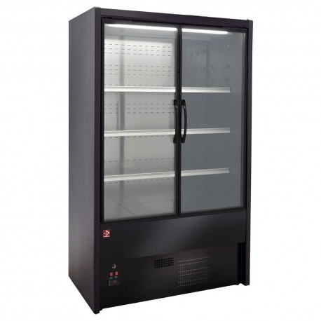 Vitrine murale noir avec portes battantes 1m | DS10/B5-P9P - Diamond