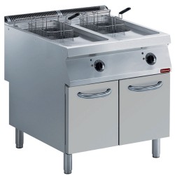 Friteuse électrique 2 cuves de 15 litres sur meuble