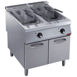 Friteuse électrique 2 cuves "Y" 23 litres, brûleurs extérieurs, sur meuble