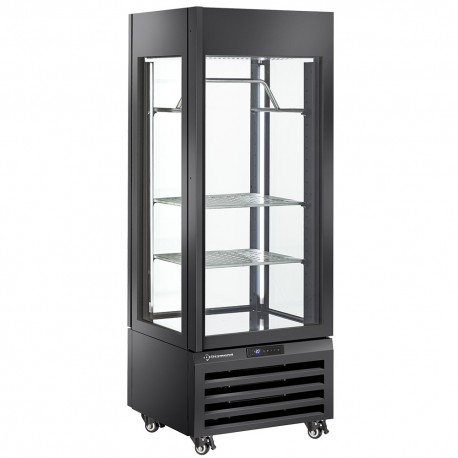 Vitrine "FULL vitrée" 440 Lt., 2 étagères & barre à viande, ventilée - MEAT - NOIR | MAX/507-MB - Diamond