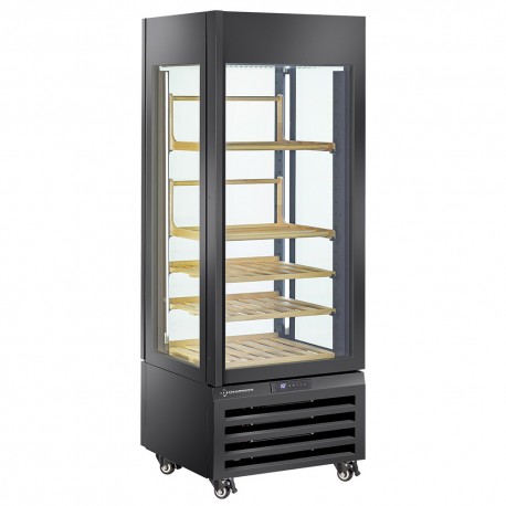 Vitrine "FULL vitrée" 440 Lt., 1 niveau + 4 étagères, ventilée - WINE - NOIR | MAX/507-VB2 - Diamond