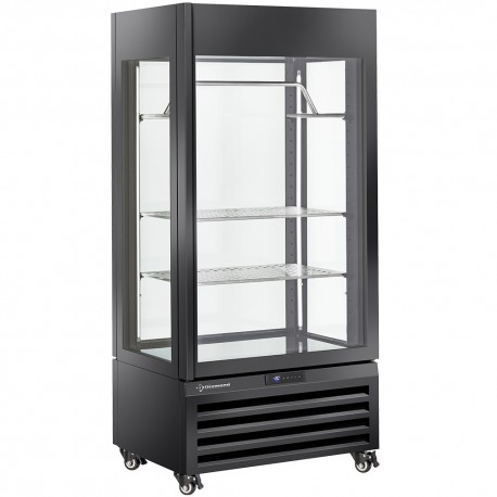 Vitrine "FULL vitrée" 600 Lt., 2 étagères & barre à viande, ventilée - MEAT - NOIR | MAX/607-MB - Diamond