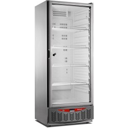 Frigo ventilé, 525 litres, porte vitrée, GN2/1+600x400, acier inox