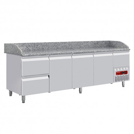 Table frigo 3 portes 600x400, 2 tiroirs neutres (8x bacs 600x400) + tiroir ustensiles | TP361/P9 - Diamond