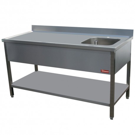 Table de chef 1 cuve droite 400X400XH275 | TV1471D-D - Diamond