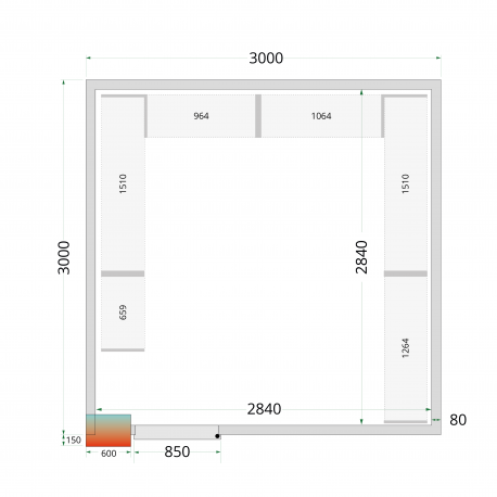 Panneaux de chambre froide 120 mm | CR 300x300x220 WD - Tefcold