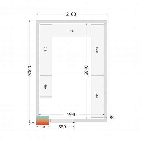 Panneaux de chambre froide 120 mm | CR 210x300x220 WD - Tefcold