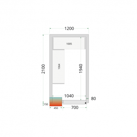 Panneaux de chambre froide 80 mm | CR 120x210x212 NF - Tefcold