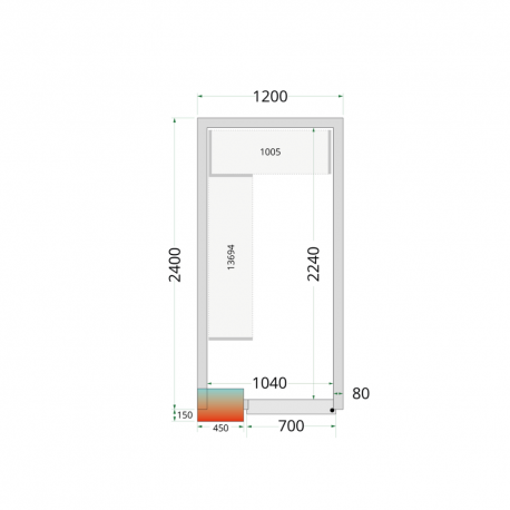 Panneaux de chambre froide 80 mm | CR 120x240x212 NF - Tefcold