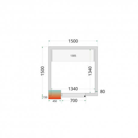 Panneaux de chambre froide 80 mm | CR 150x150x212 NF - Tefcold