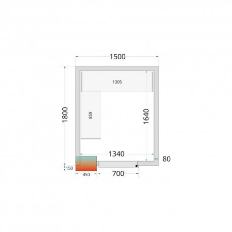 Panneaux de chambre froide 80 mm | CR 150x180x212 NF - Tefcold