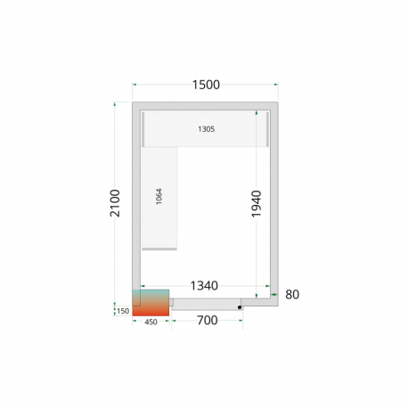 Panneaux de chambre froide 80 mm | CR 150x210x212 NF - Tefcold