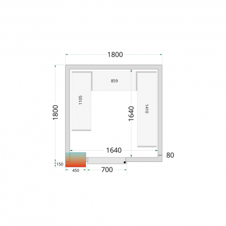 Panneaux de chambre froide 80 mm | CR 180x180x212 NF - Tefcold