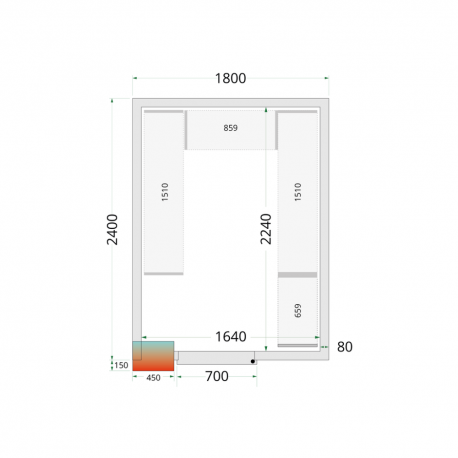 Panneaux de chambre froide 80 mm | CR 180x240x212 NF - Tefcold