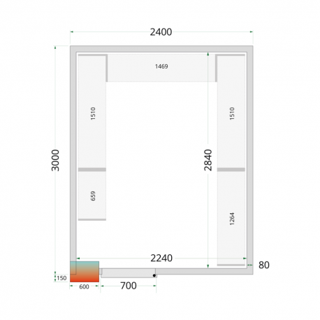 Panneaux de chambre froide 120 mm | CR 240x300x220 - Tefcold