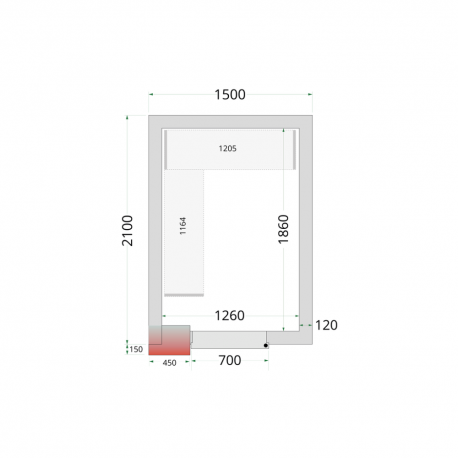 Panneaux de chambre froide 80 mm | CR 150x210x220 - Tefcold